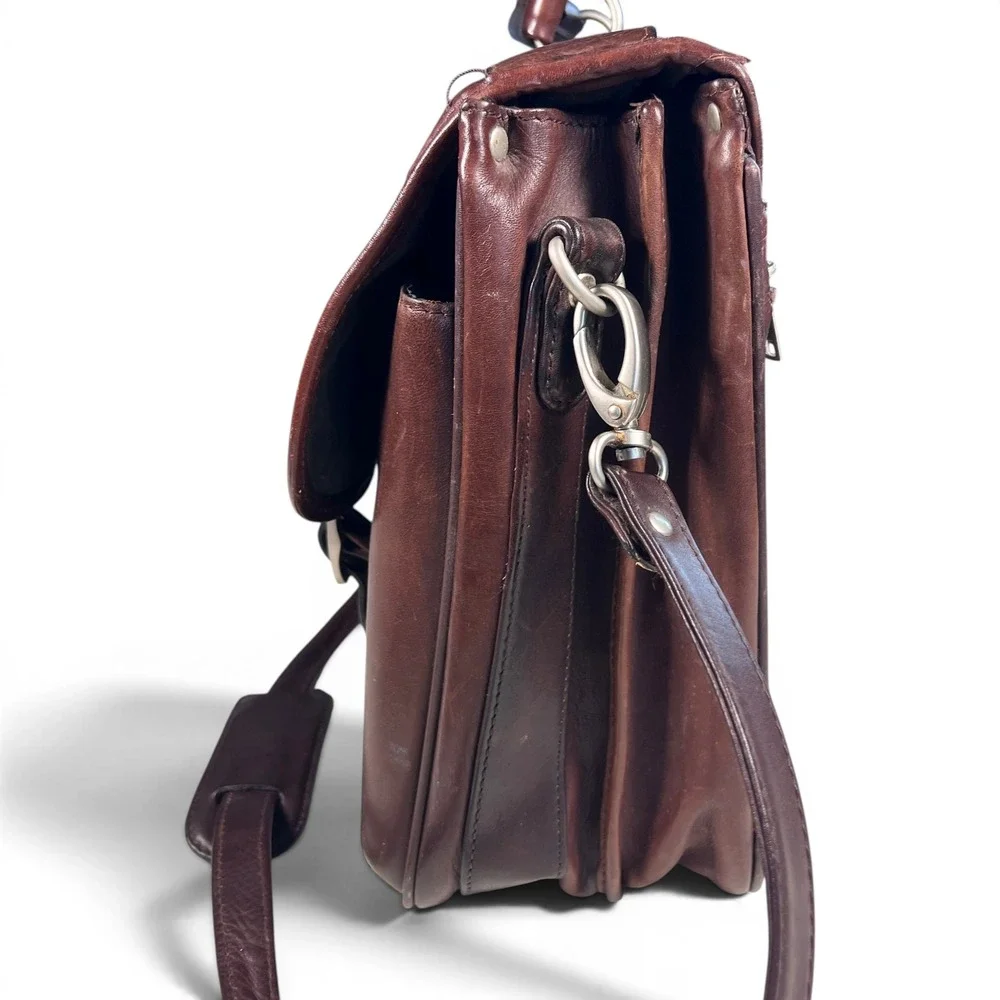 Dilana Briefcase Messenger Bag Mens Large Brown Solid Leather Satchel Vintage